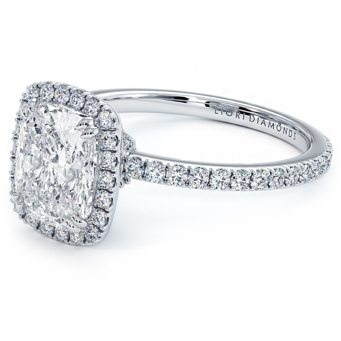 1.5 Carat Cushion Cut (Long) Micropavé High Set Halo