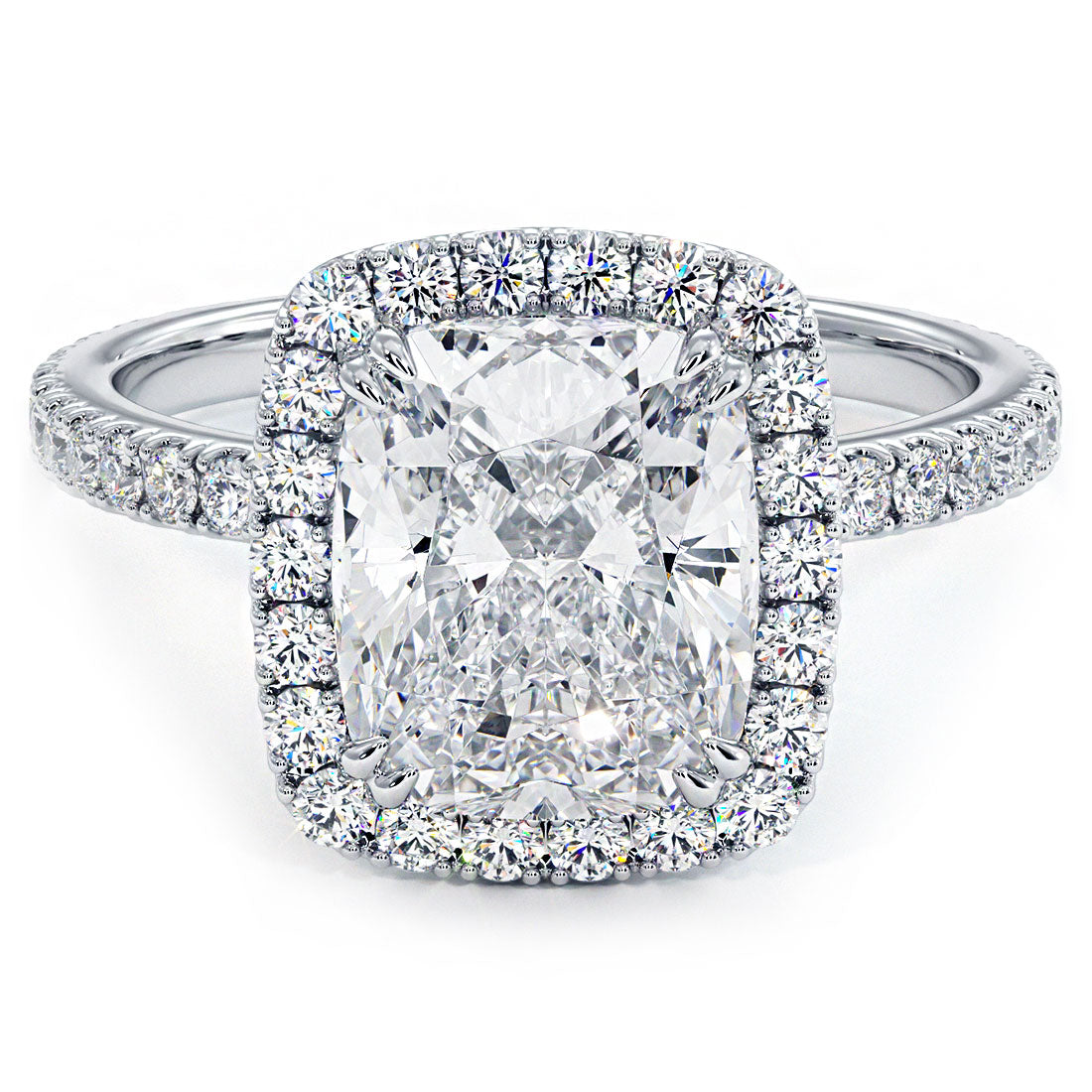 2 Carat Cushion Cut (Long) Micropavé High Set Halo