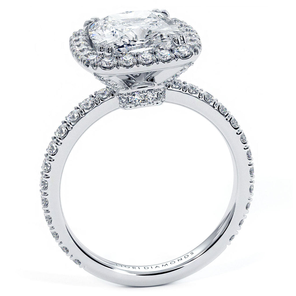 3 Carat Cushion Cut (Long) Micropavé High Set Halo