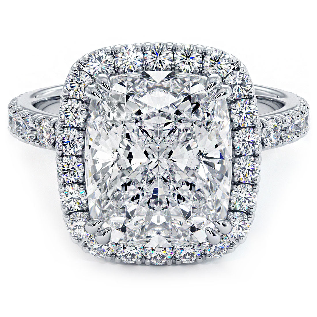 4 Carat Cushion Cut (Long) Micropavé High Set Halo