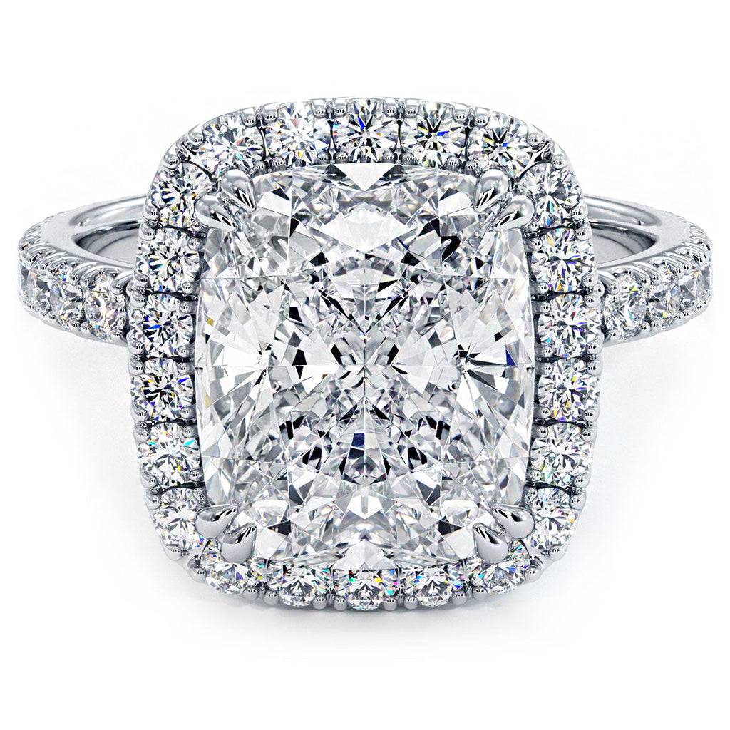 4 Carat Cushion Cut (Long) Micropavé High Set Halo