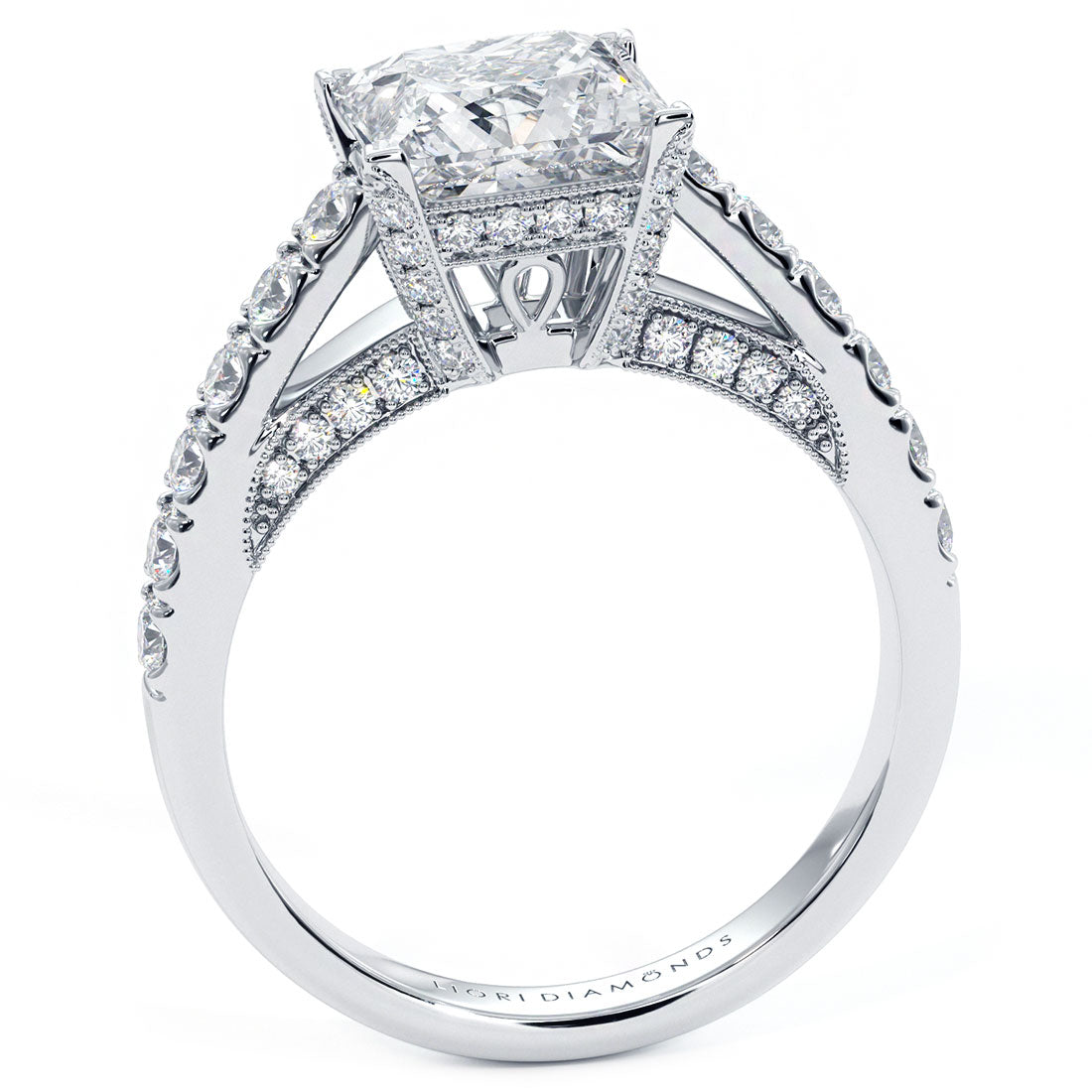 2 Carat Princess Cut Micropavé Milgrain Prongs