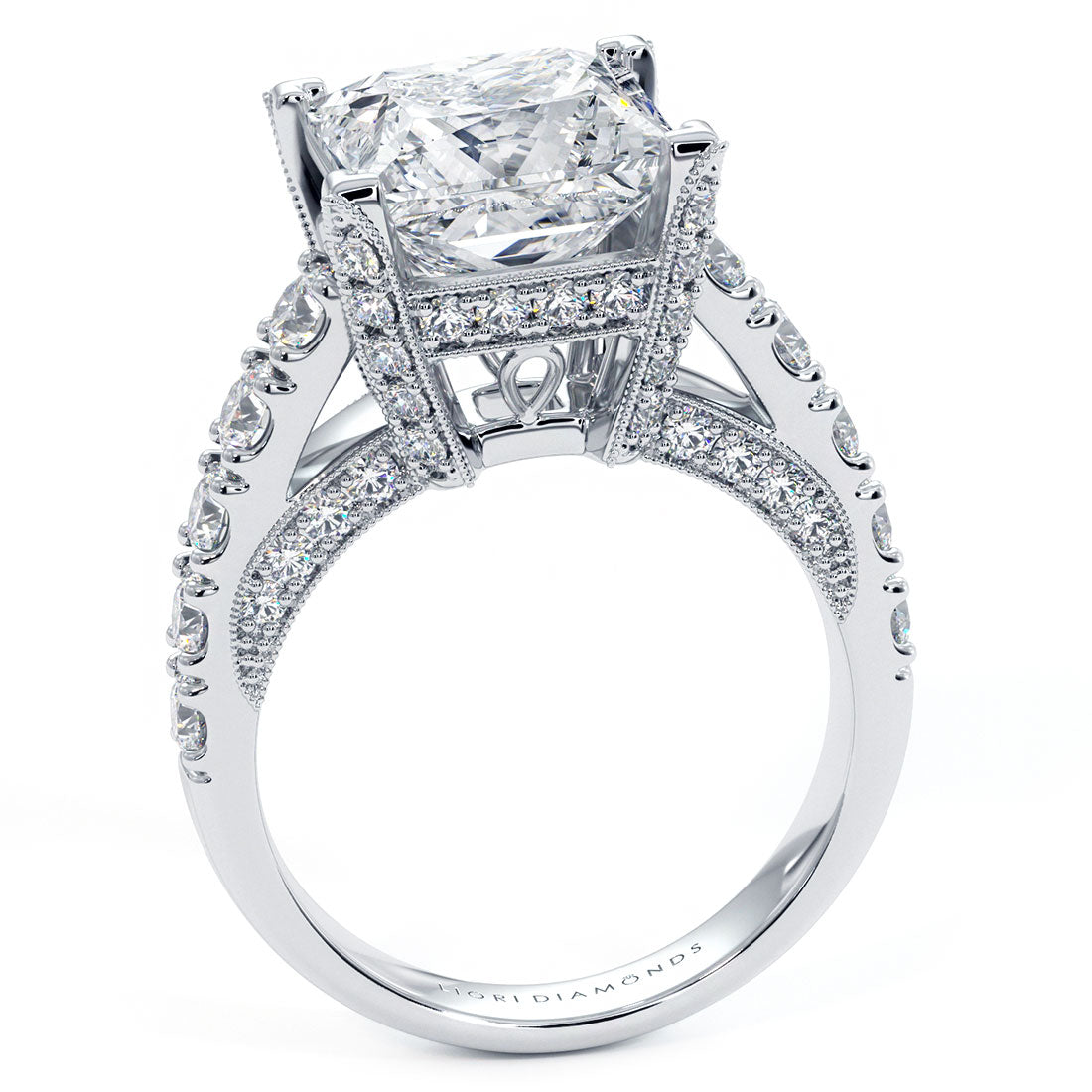 3 Carat Princess Cut Micropavé Milgrain Prongs