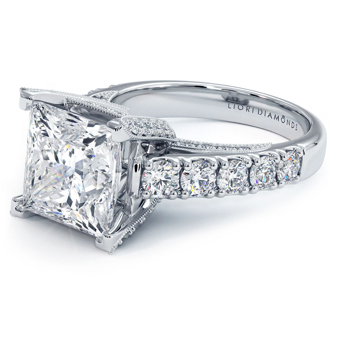 3 Carat Princess Cut Micropavé Milgrain Prongs