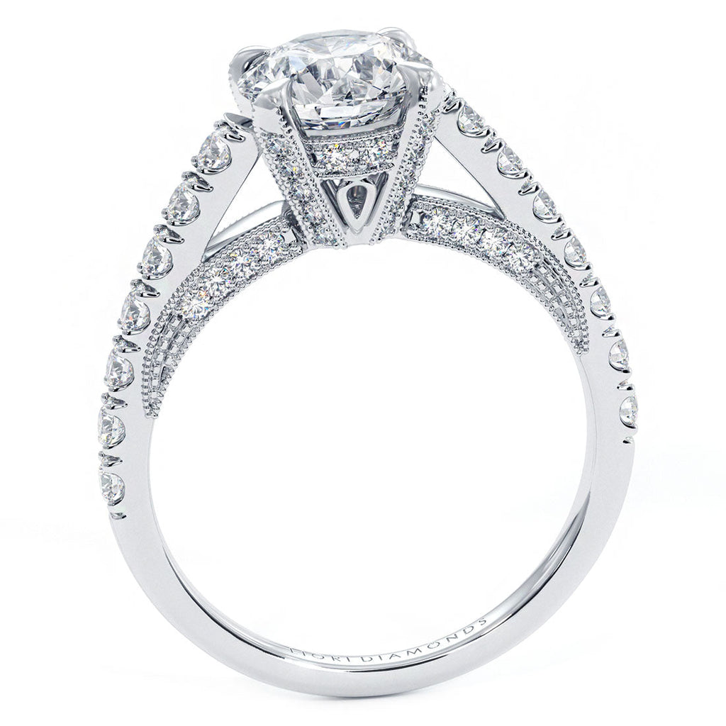 1 Carat Round Brilliant Micropavé Milgrain Prongs