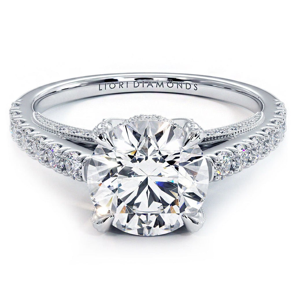 1.5 Carat Round Brilliant Micropavé Milgrain Prongs