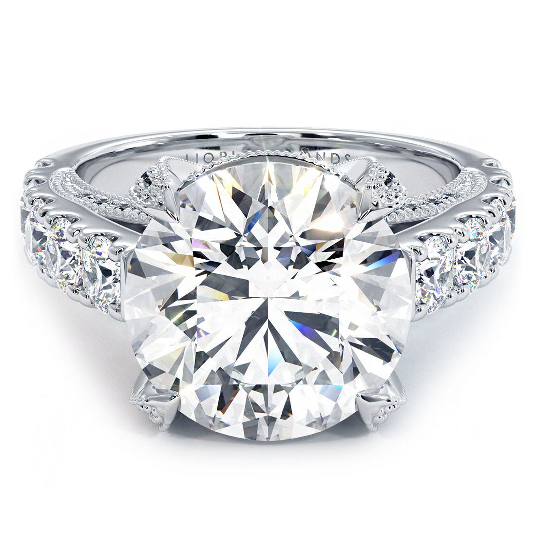 5 Carat Round Brilliant Micropavé Milgrain Prongs