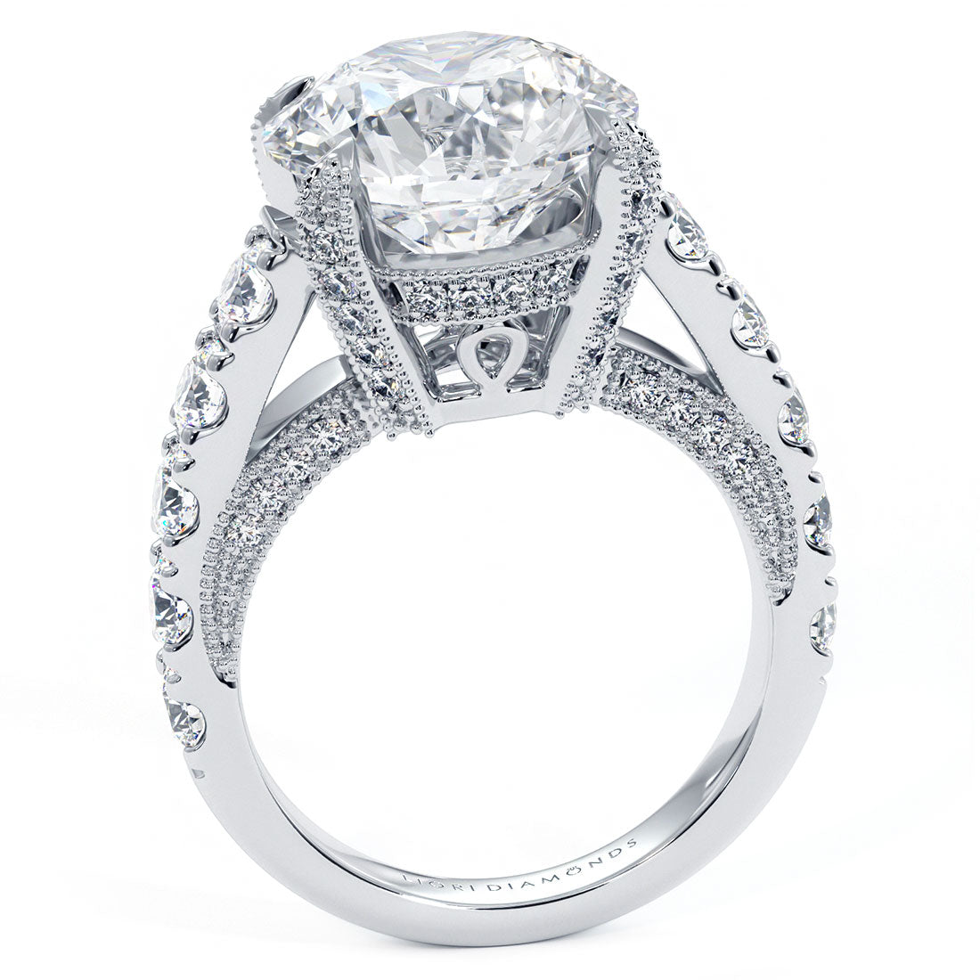 5 Carat Round Brilliant Micropavé Milgrain Prongs