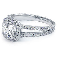 1 Carat Cushion cut Halo Split Shank French Cut