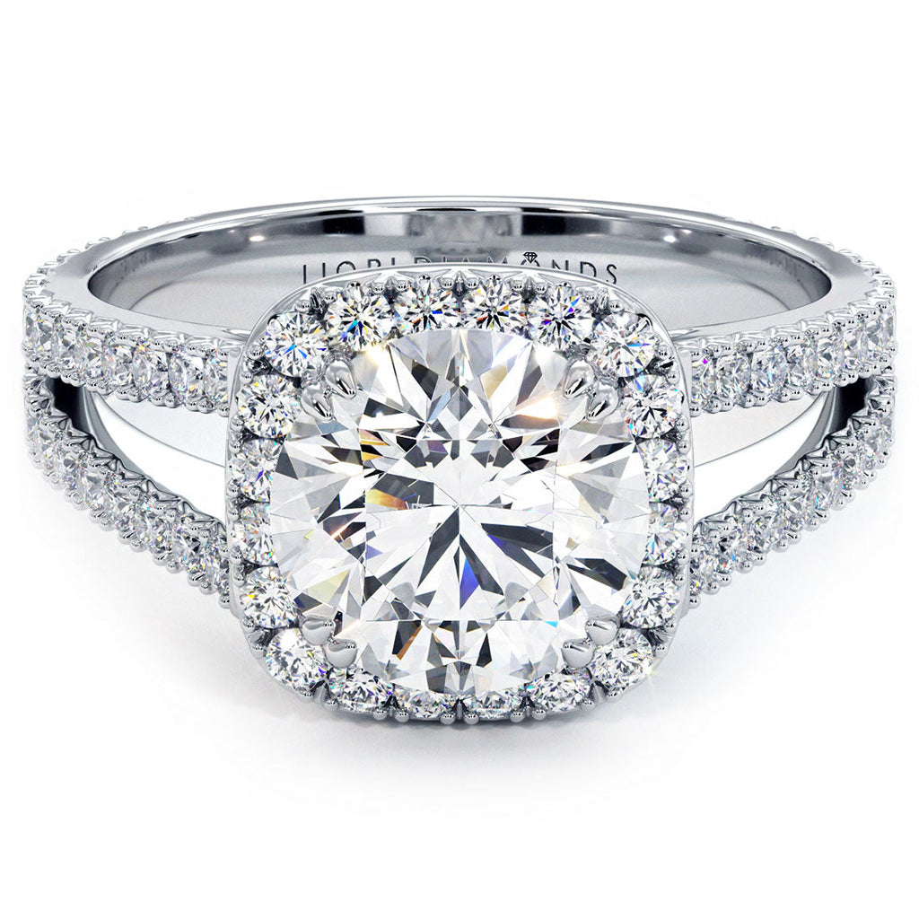 1.5 Carat Round Brilliant Halo Split Shank French Cut