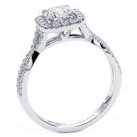 1 Carat Cushion Cut Infinity Twist Square Halo