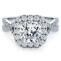 2 Carat Cushion Cut Infinity Twist Square Halo