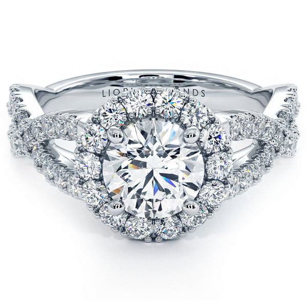 1 Carat Round Brilliant Infinity Twist Round Halo Micropavé
