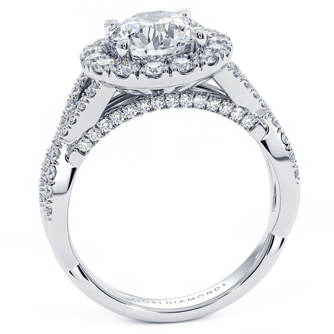 1.5 Carat Round Brilliant Infinity Twist Round Halo Micropavé