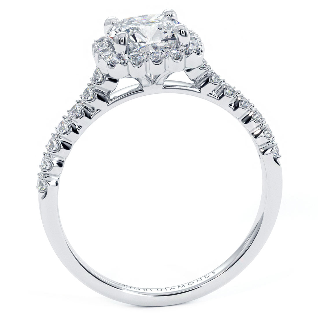 1 Carat Cushion Cut Beaded Prong Halo