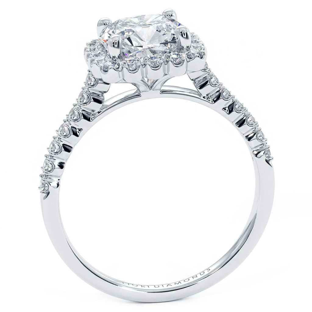 1.5 Carat Cushion Cut Beaded Prong Halo