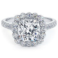 2 Carat Cushion Cut Beaded Prong Halo