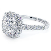 2 Carat Cushion Cut Beaded Prong Halo