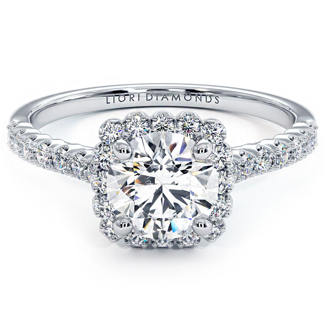 1 Carat Round Brilliant Beaded Prong Halo