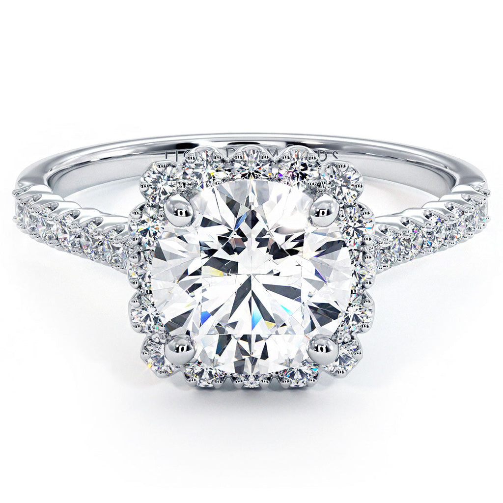 1.5 Carat Round Brilliant Beaded Prong Halo