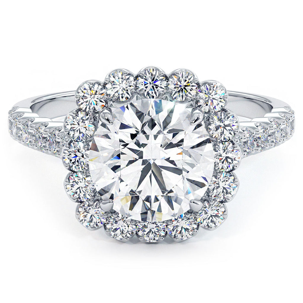 2 Carat Round Brilliant Beaded Prong Halo