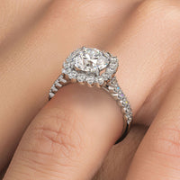 2 Carat Round Brilliant Beaded Prong Halo