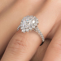 2 Carat Pear Shape Beaded Prong Halo