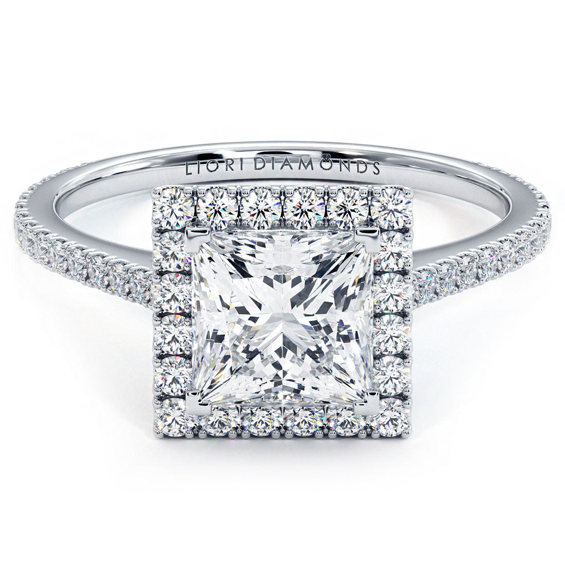 1 Carat Princess Cut Micropavé Halo Diamond