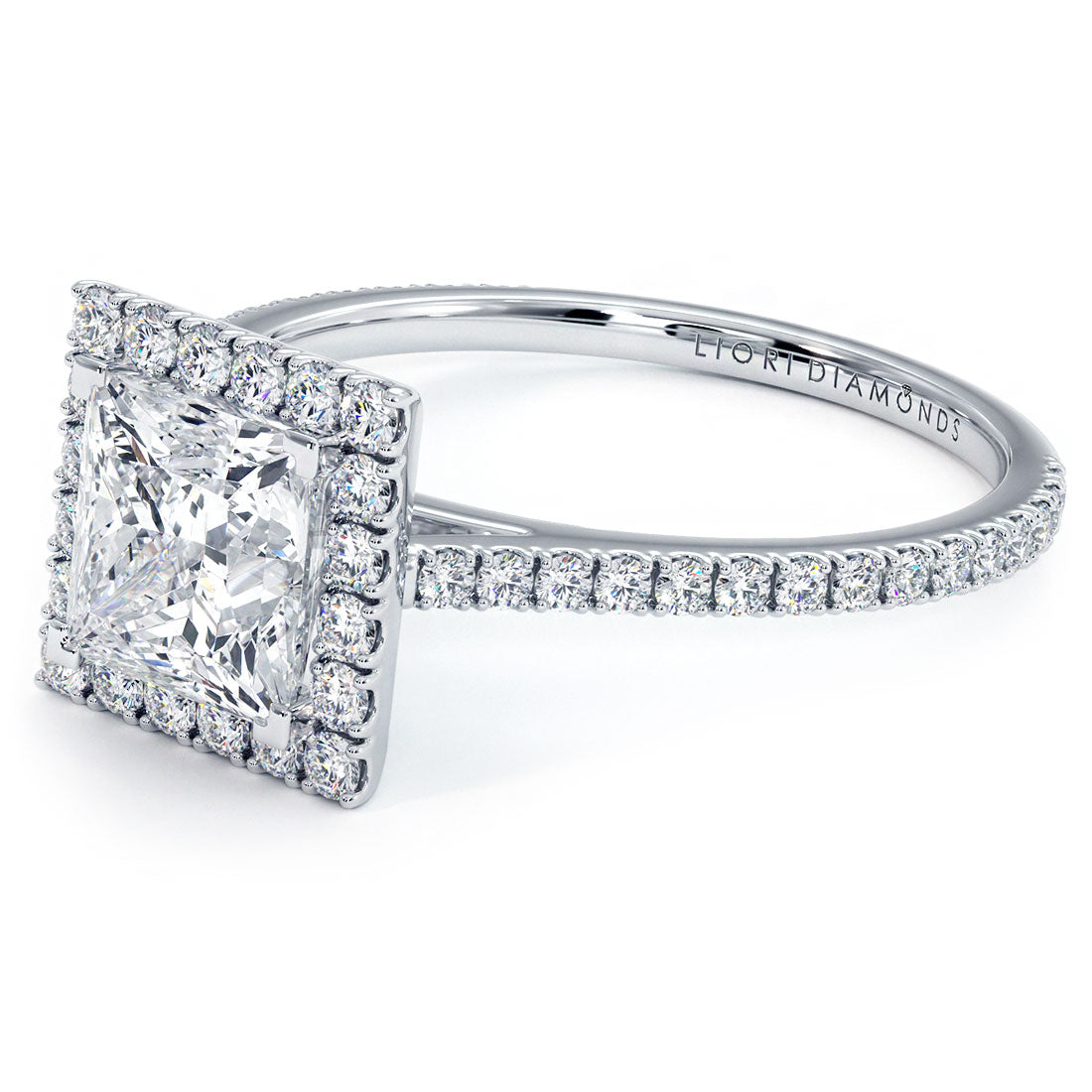 1 Carat Princess Cut Micropavé Halo Diamond