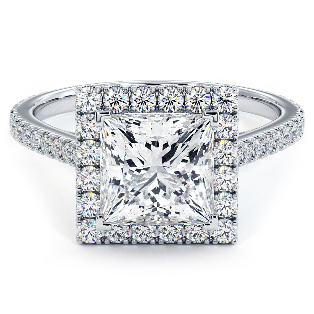 2 Carat Princess Cut Micropavé Halo