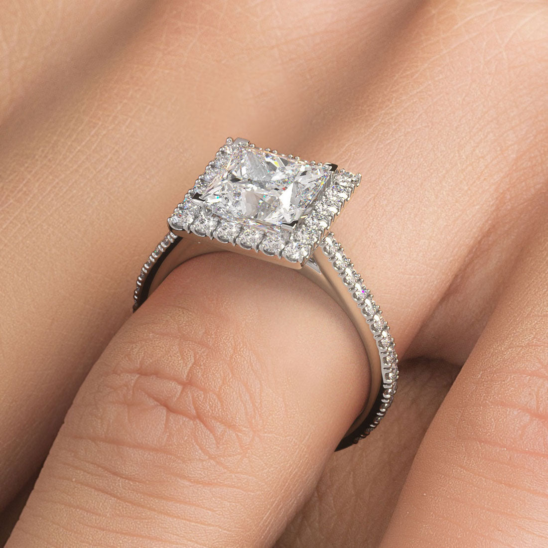 2 Carat Princess Cut Micropavé Halo