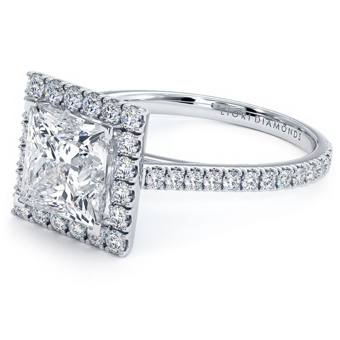 2 Carat Princess Cut Micropavé Halo