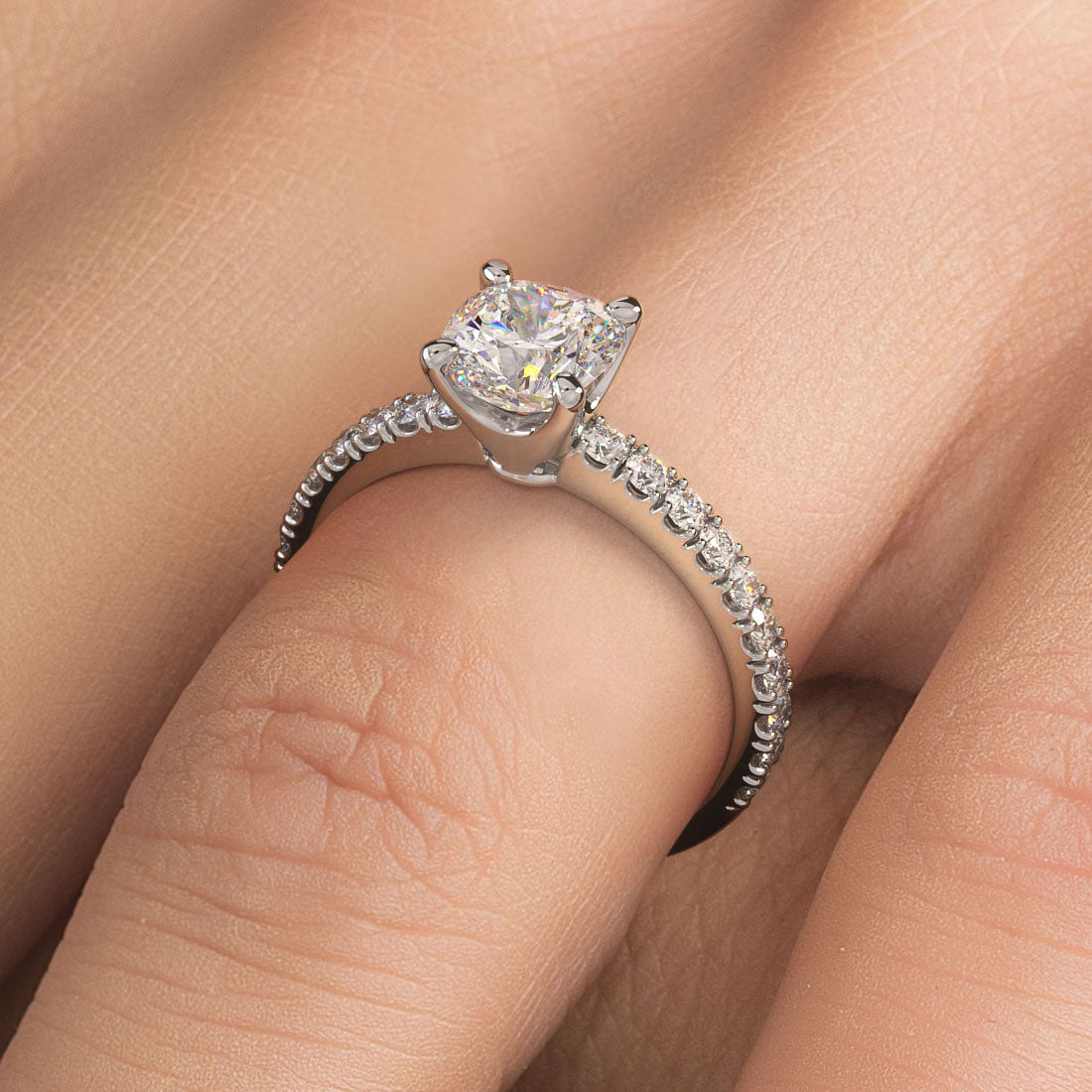 1 Carat Cushion Cut Micro Prong Set