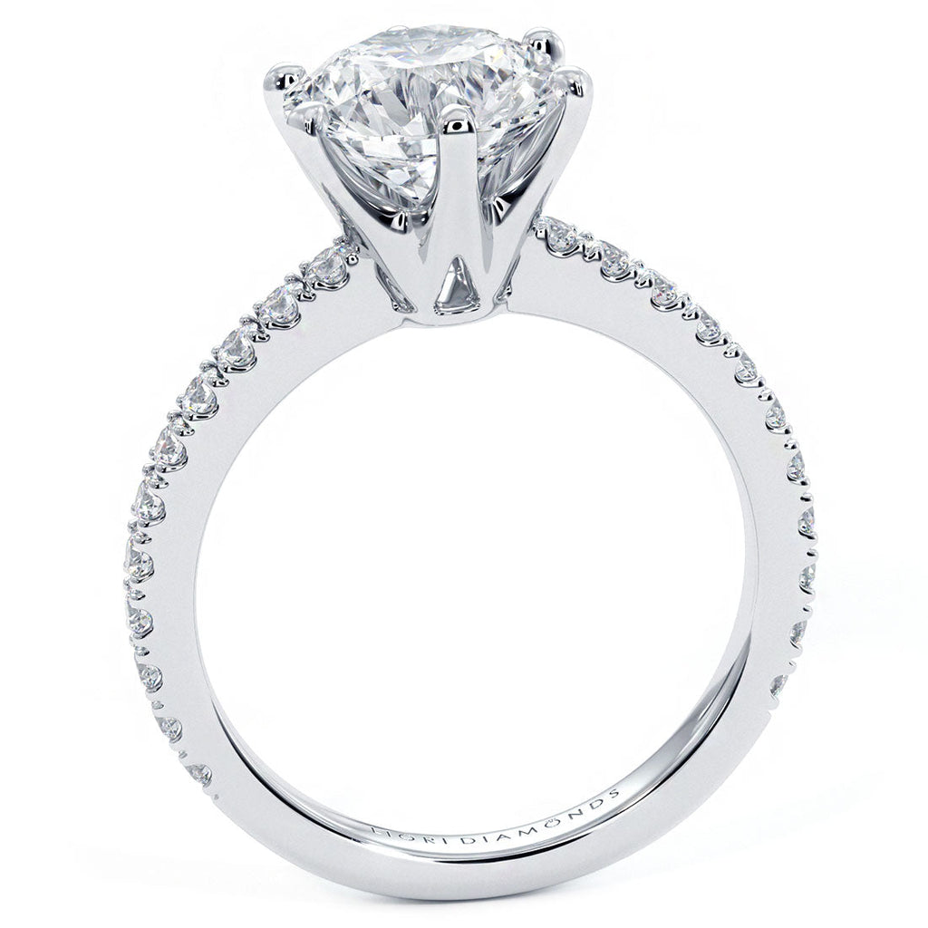 2 Carat Round Brilliant 6 Prong Petite Micro Prong Set