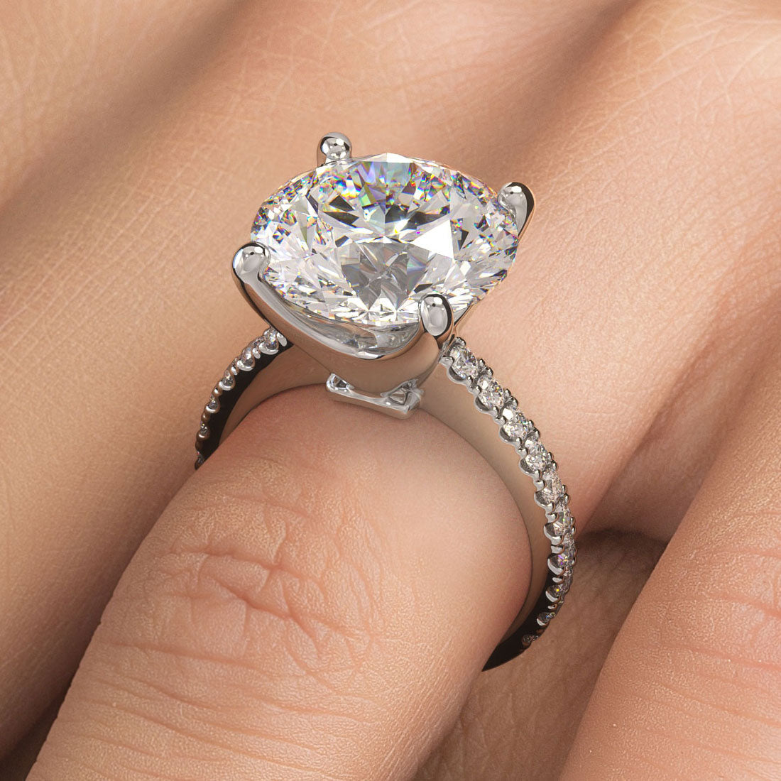 6 Carat Round Brilliant Petite Micro Prong Set