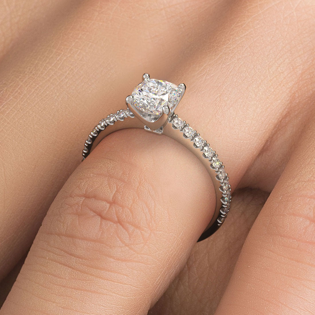 1 Carat Cushion Cut Petite Micro Prong Set