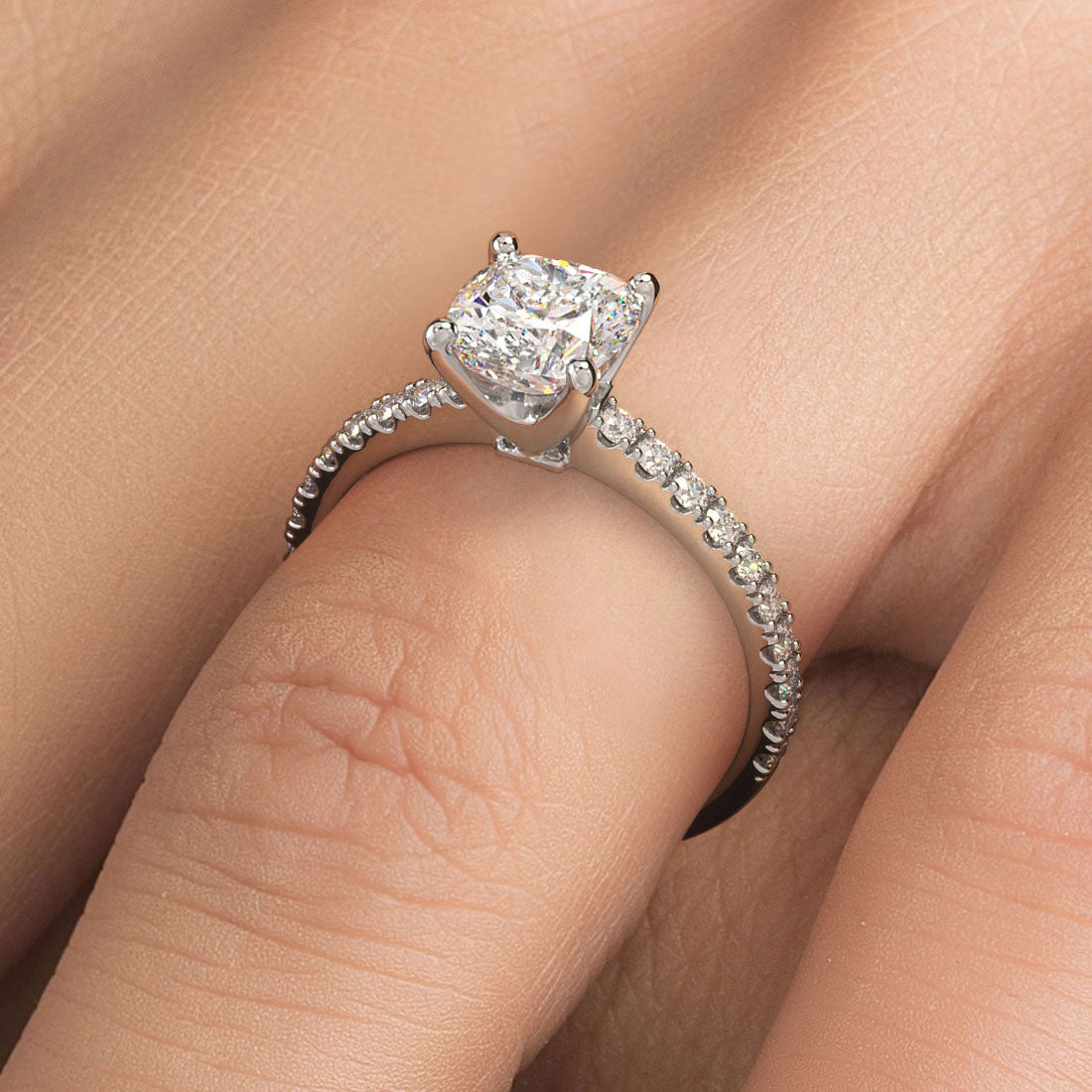 1.5 Carat Cushion Cut Petite Micro Prong Set