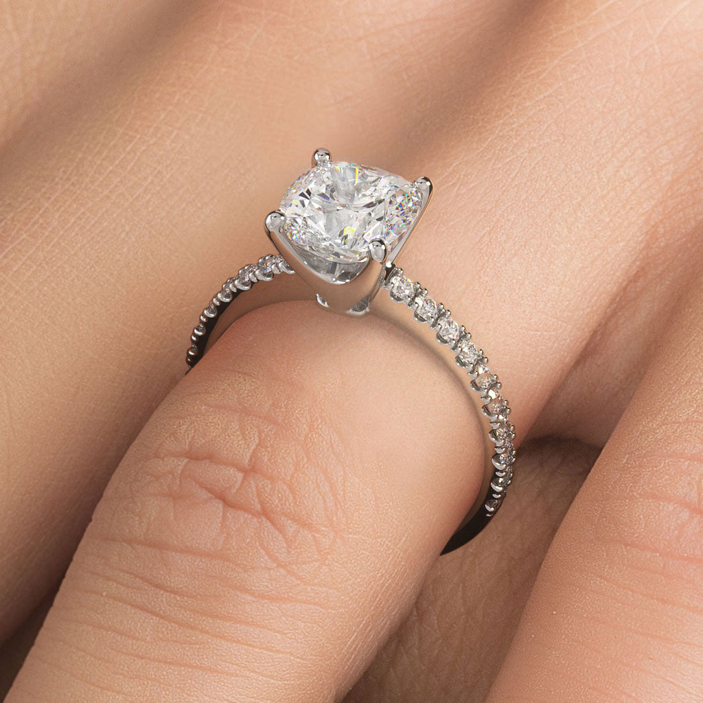 2 Carat Cushion Cut Petite Micro Prong Set