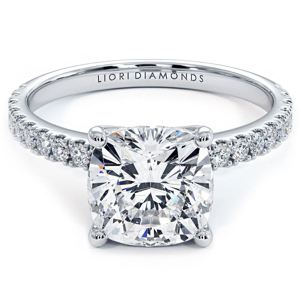 2.5 Carat Cushion Cut Petite Micro Prong Set