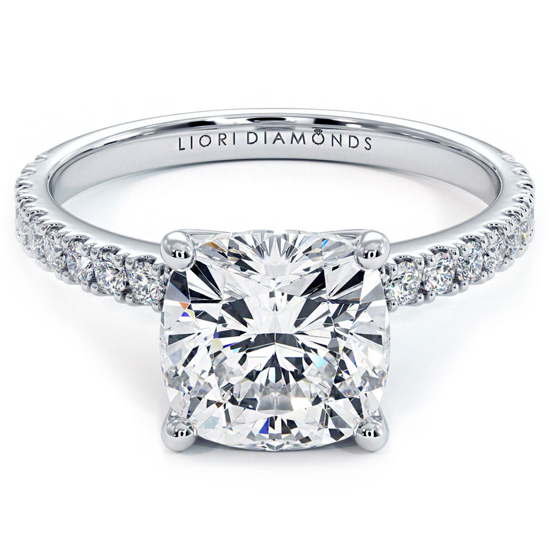 2.5 Carat Cushion Cut Petite Micro Prong Set