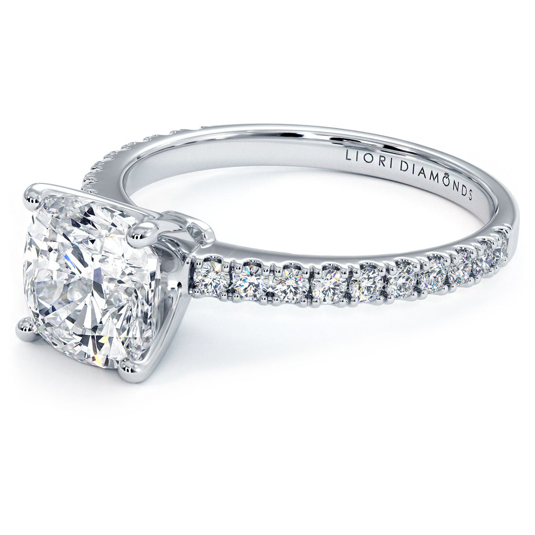 2.5 Carat Cushion Cut Petite Micro Prong Set