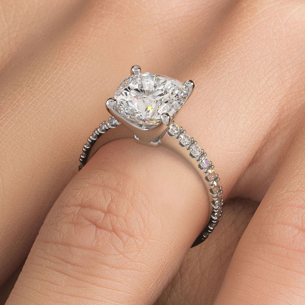 3 Carat Cushion Cut Petite Micro Prong Set