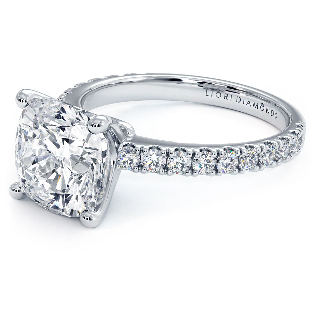 3 Carat Cushion Cut Petite Micro Prong Set