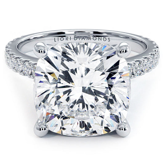 6 Carat Cushion Cut Petite Micro Prong Set