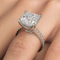 6 Carat Cushion Cut Petite Micro Prong Set