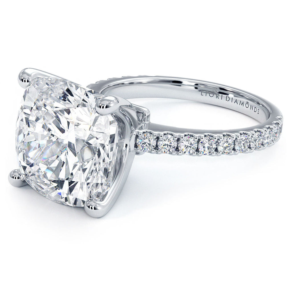 6 Carat Cushion Cut Petite Micro Prong Set