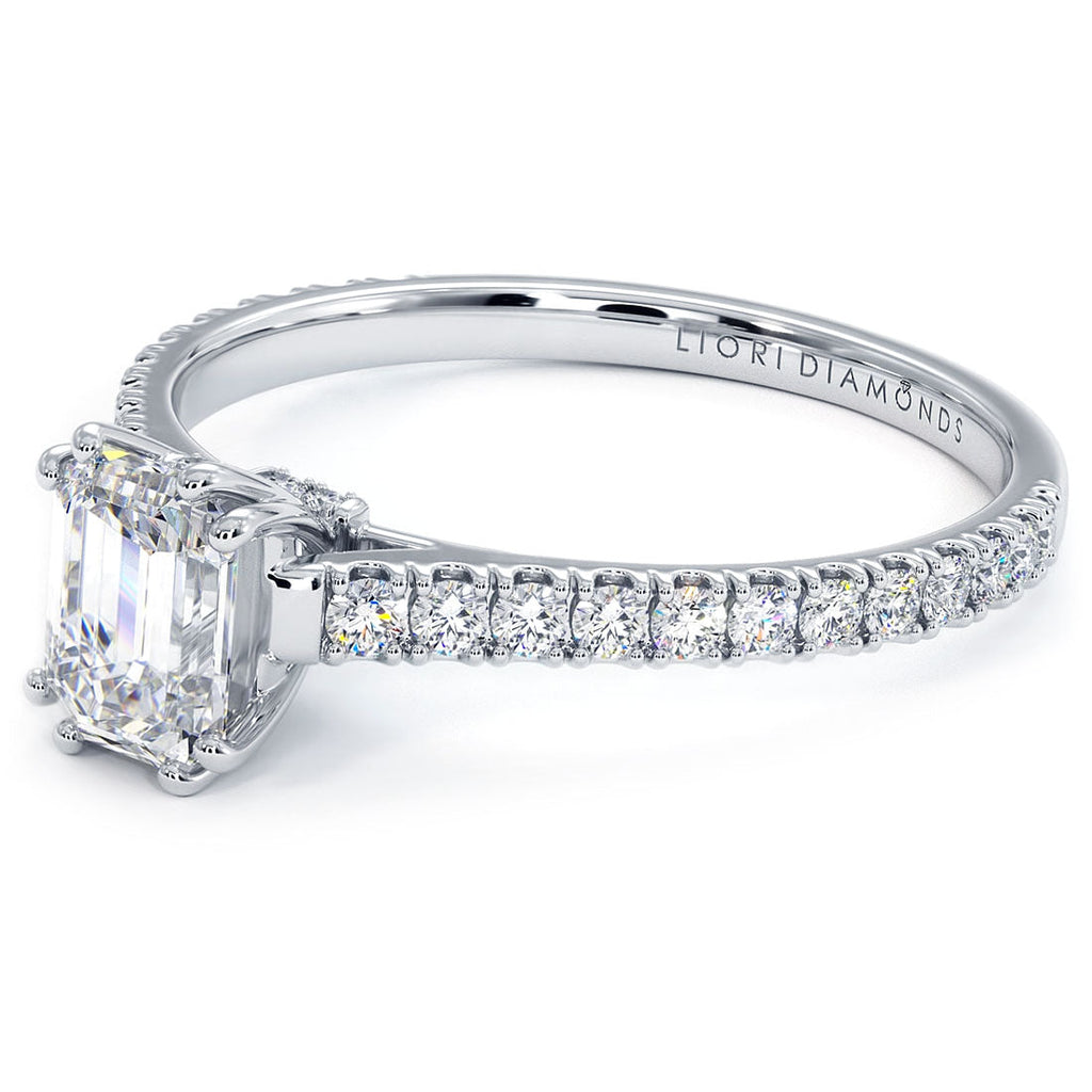 1 Carat Emerald Cut Petite Micro Prong Set