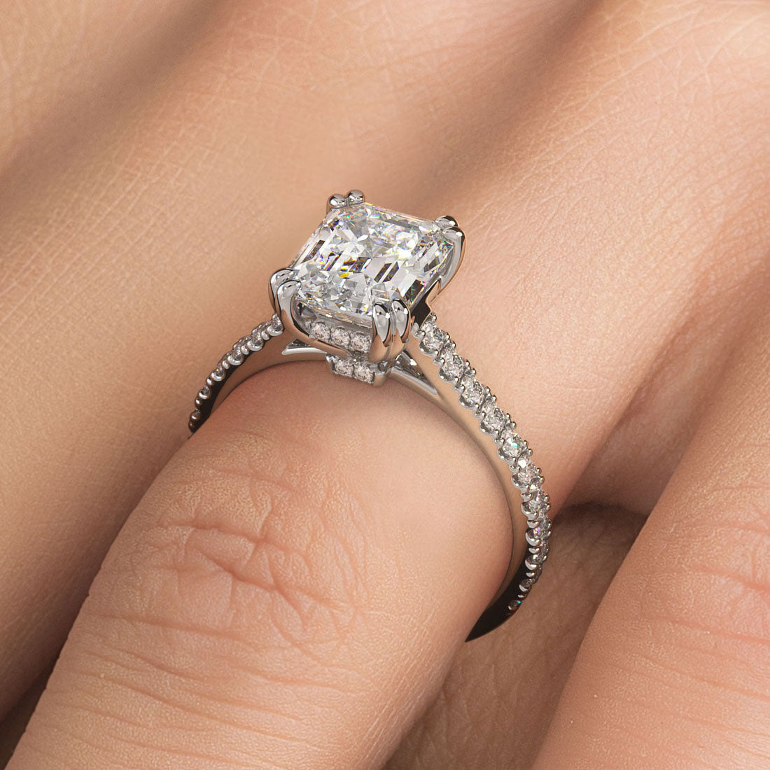 1.5 Carat Emerald Cut Petite Micro Prong Set