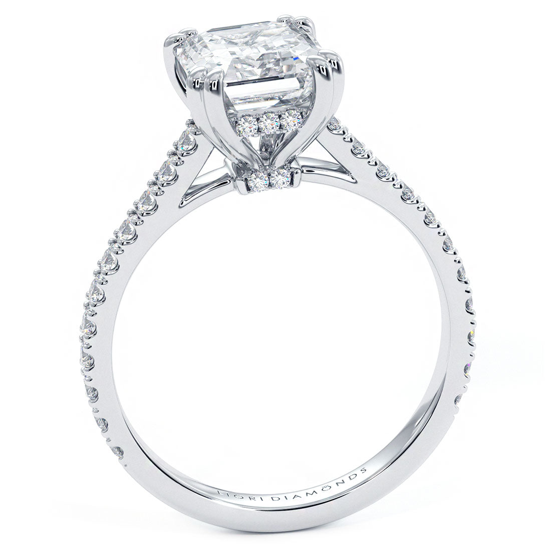 1.5 Carat Emerald Cut Petite Micro Prong Set