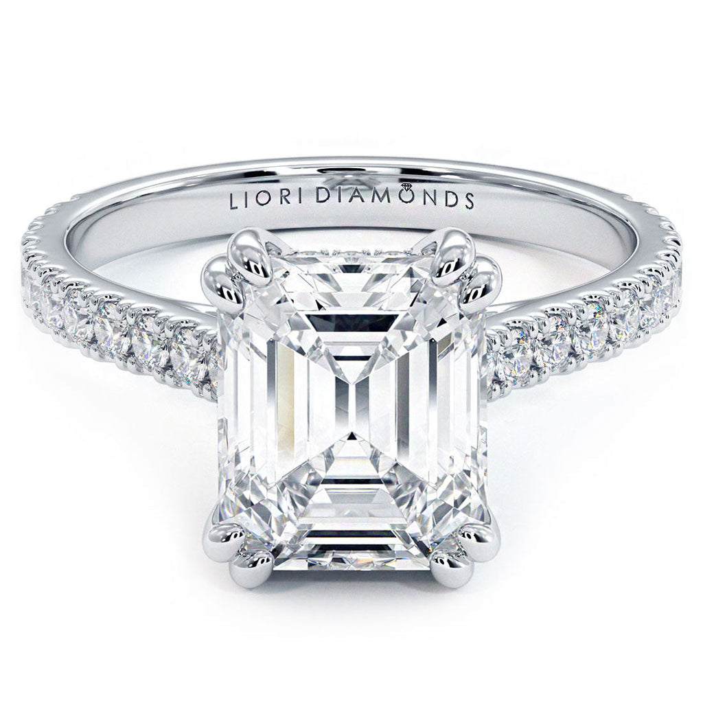 2 Carat Emerald Cut Petite Micro Prong Set